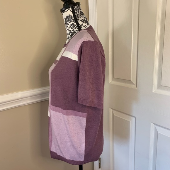 Alfred Dunner, purple geometric short sleeve sweater, size small - Picture 3 of 10